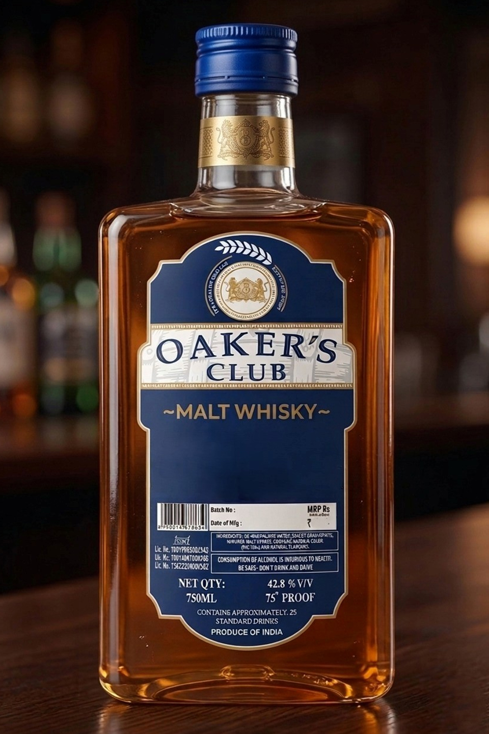 Oaker's Club Malt Whisky label